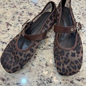 Source Unknown Brown Leopard-Print Mary Jane Flats